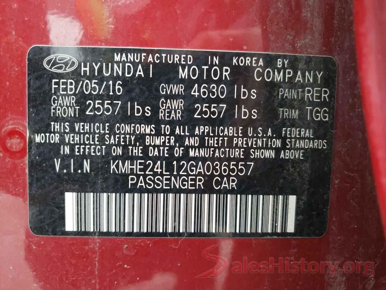 KMHE24L12GA036557 2016 HYUNDAI SONATA