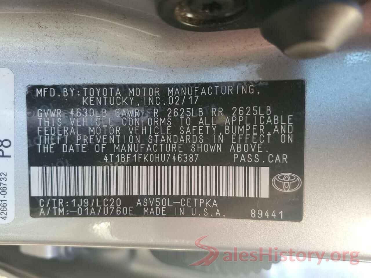 4T1BF1FK0HU746387 2017 TOYOTA CAMRY