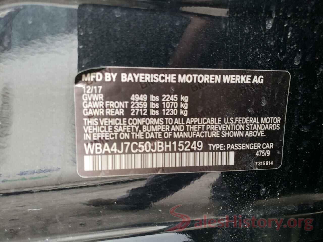 WBA4J7C50JBH15249 2018 BMW 4 SERIES