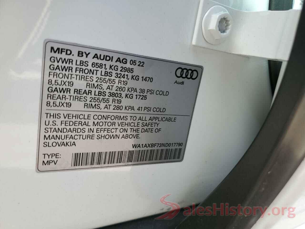 WA1AXBF73ND017790 2022 AUDI Q7