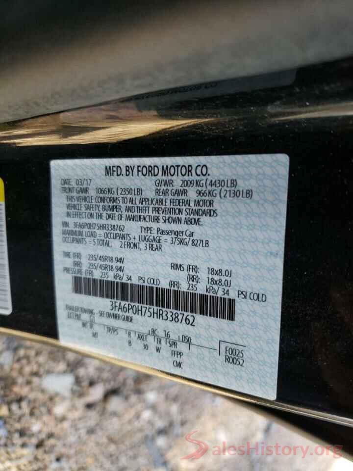 3FA6P0H75HR338762 2017 FORD FUSION