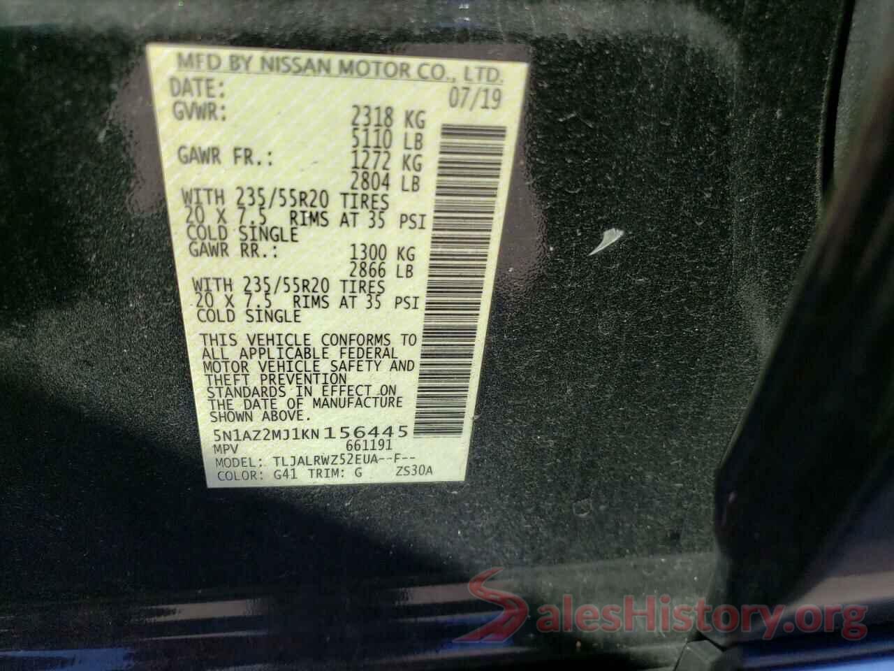 5N1AZ2MJ1KN156445 2019 NISSAN MURANO