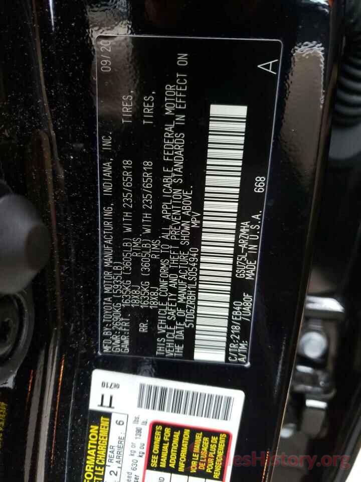 5TDGZRBH1LS054940 2020 TOYOTA HIGHLANDER