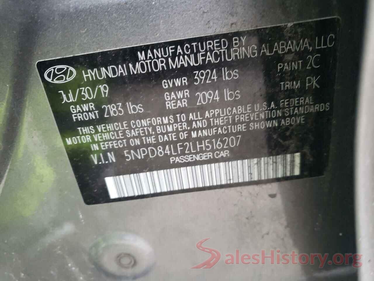 5NPD84LF2LH516207 2020 HYUNDAI ELANTRA