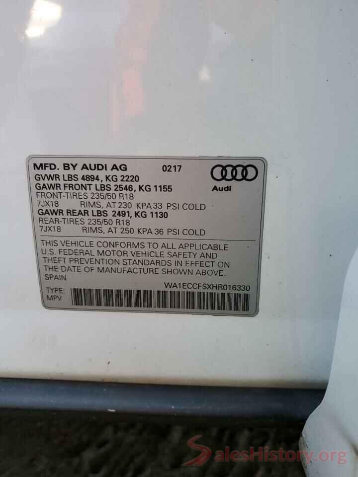 WA1ECCFSXHR016330 2017 AUDI Q3