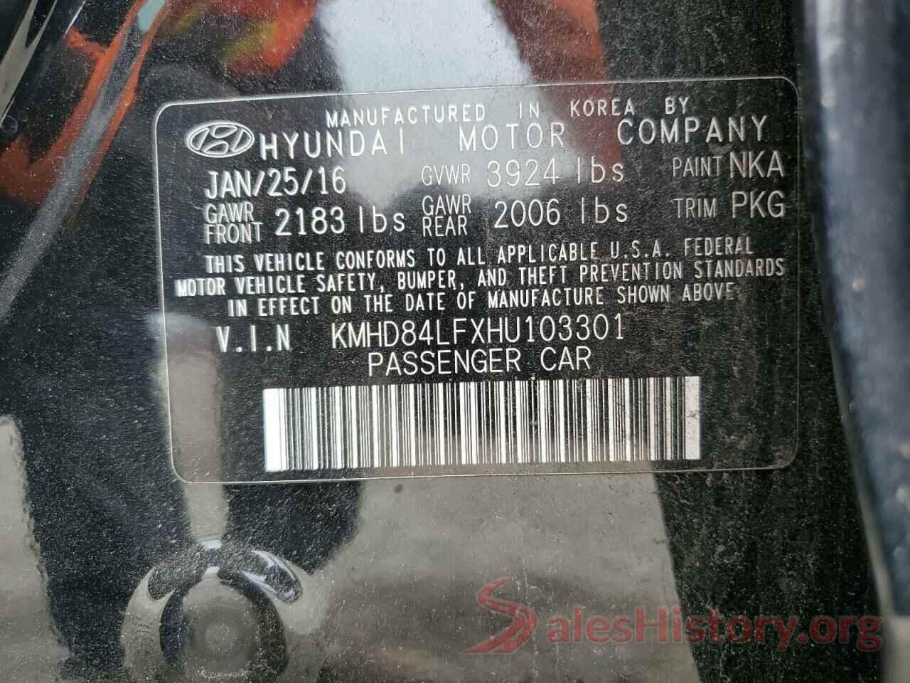 KMHD84LFXHU103301 2017 HYUNDAI ELANTRA