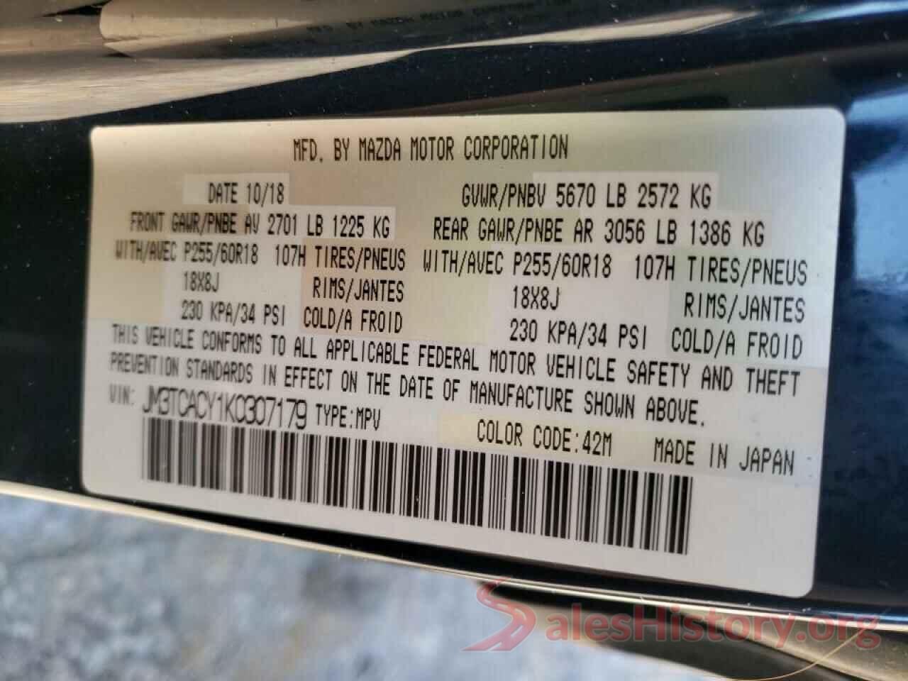 JM3TCACY1K0307179 2019 MAZDA CX-9