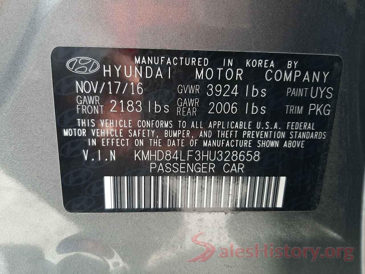 KMHD84LF3HU328658 2017 HYUNDAI ELANTRA