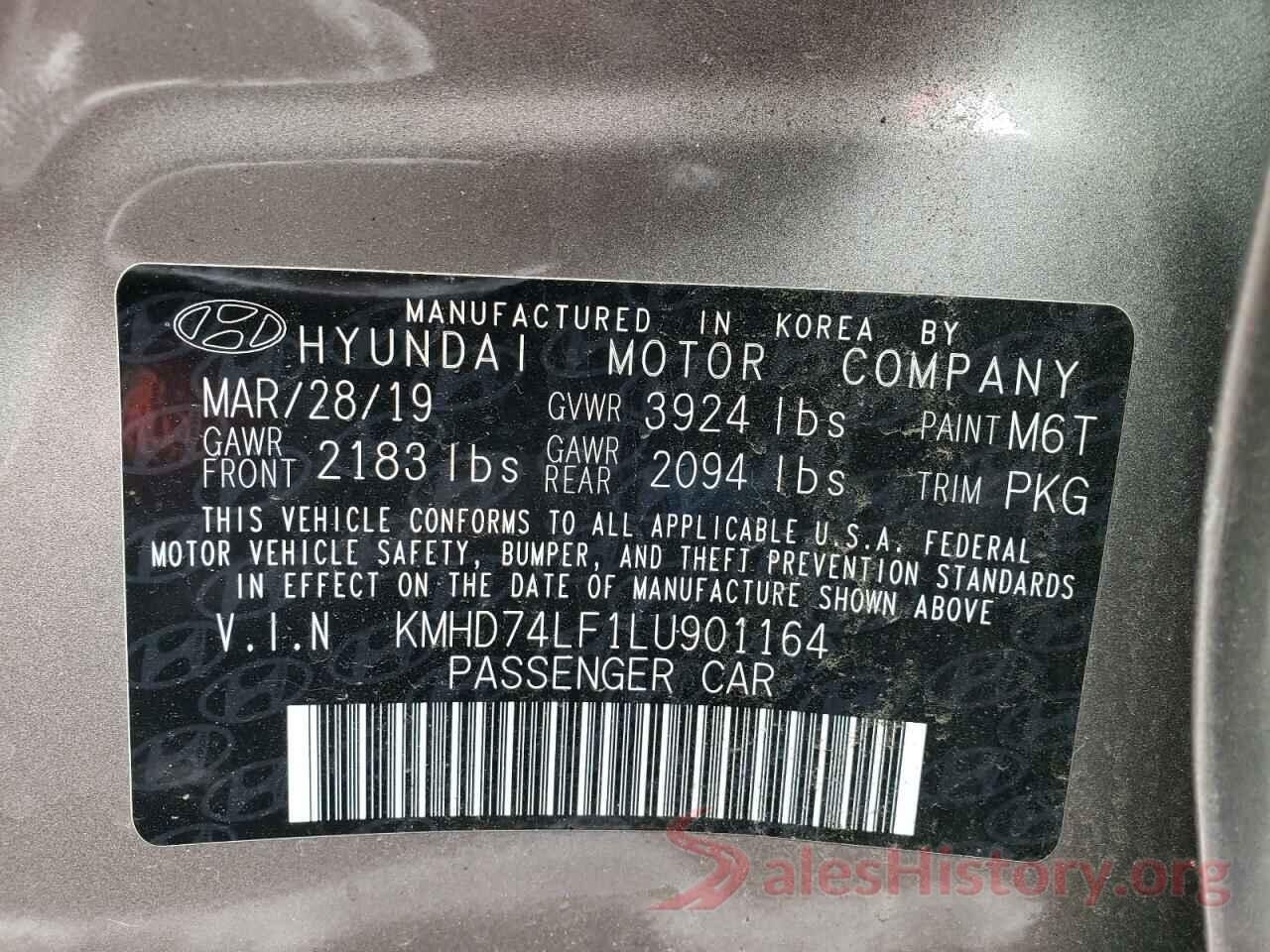 KMHD74LF1LU901164 2020 HYUNDAI ELANTRA