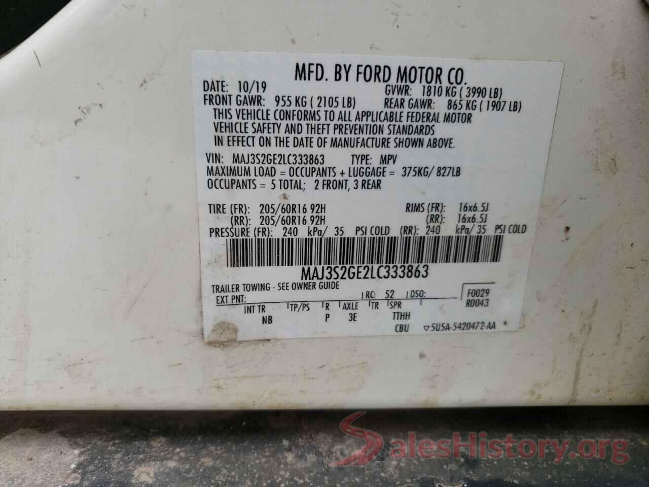 MAJ3S2GE2LC333863 2020 FORD ECOSPORT