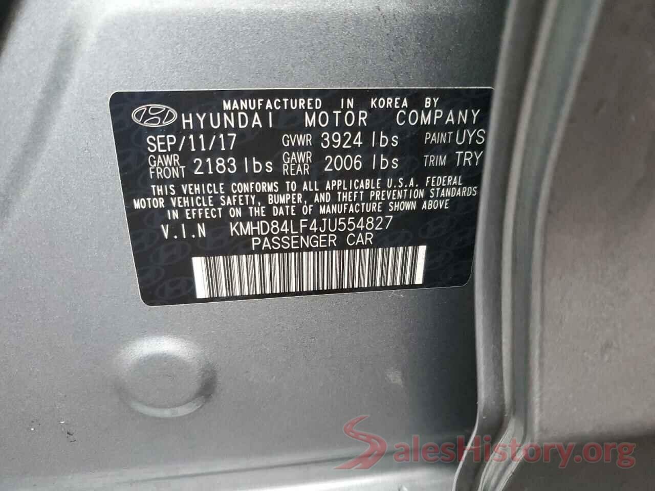 KMHD84LF4JU554827 2018 HYUNDAI ELANTRA