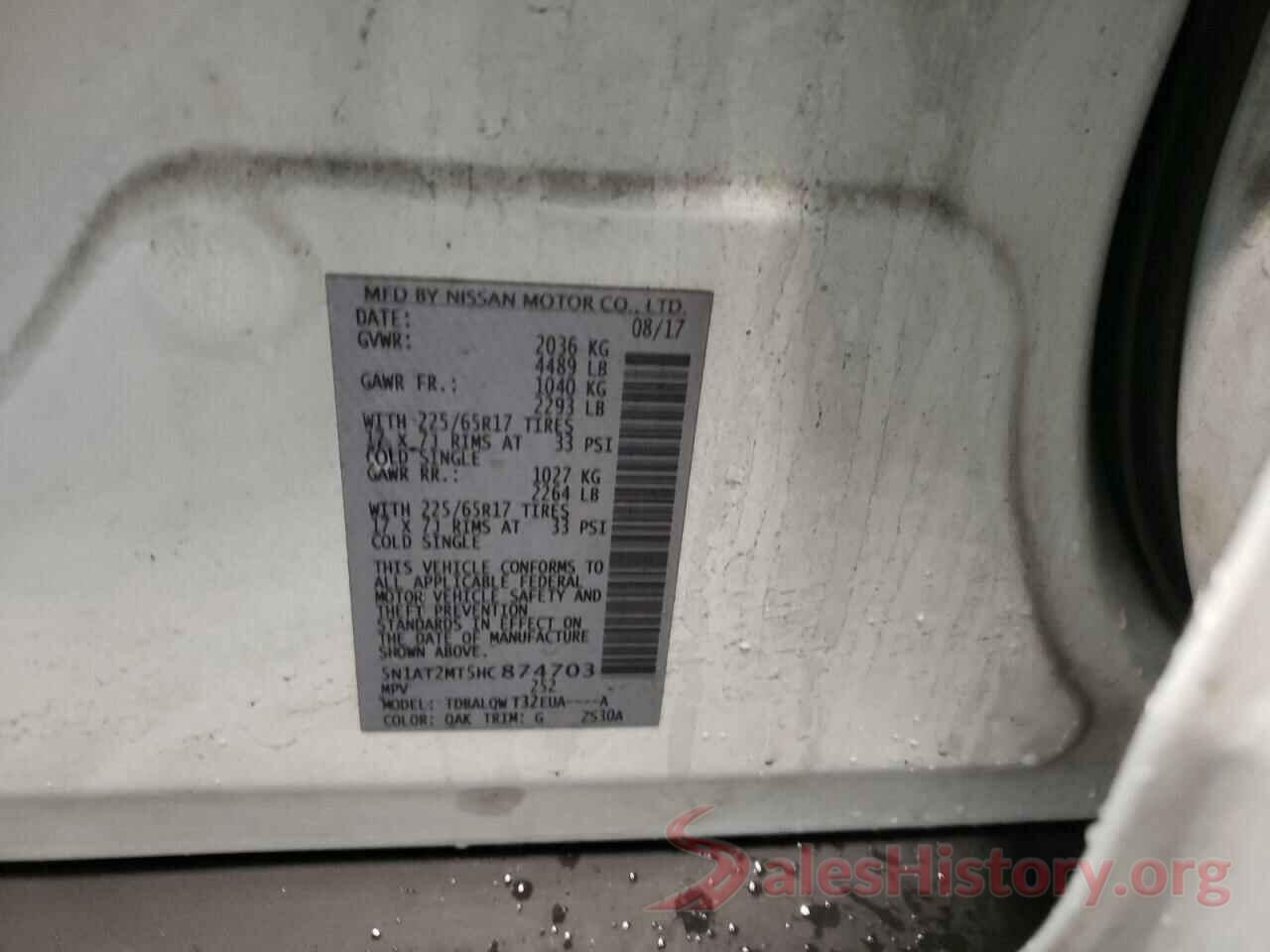 5N1AT2MT5HC874703 2017 NISSAN ROGUE