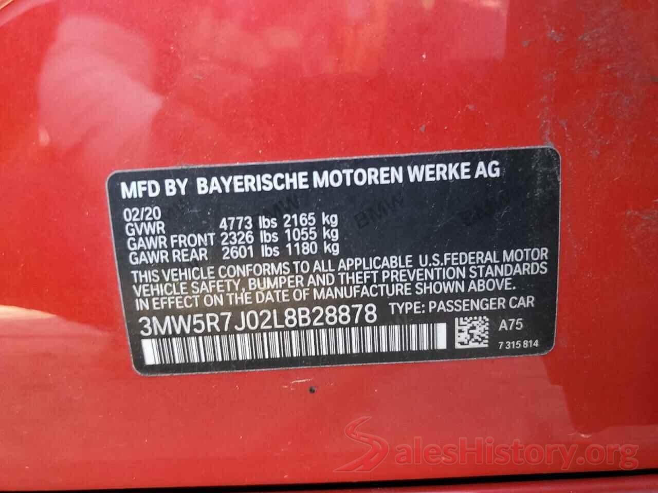 3MW5R7J02L8B28878 2020 BMW 3 SERIES