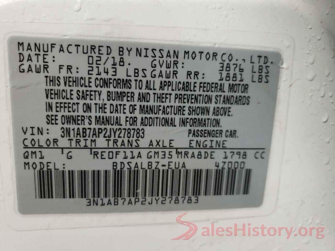 3N1AB7AP2JY278783 2018 NISSAN SENTRA