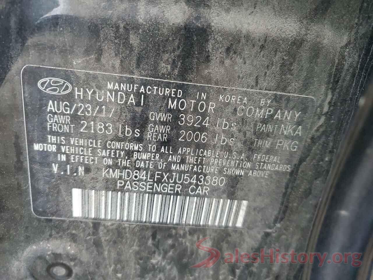 KMHD84LFXJU543380 2018 HYUNDAI ELANTRA