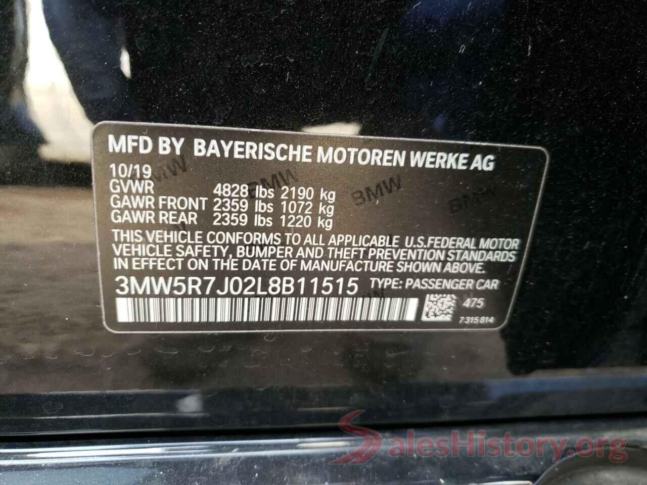 3MW5R7J02L8B11515 2020 BMW 3 SERIES