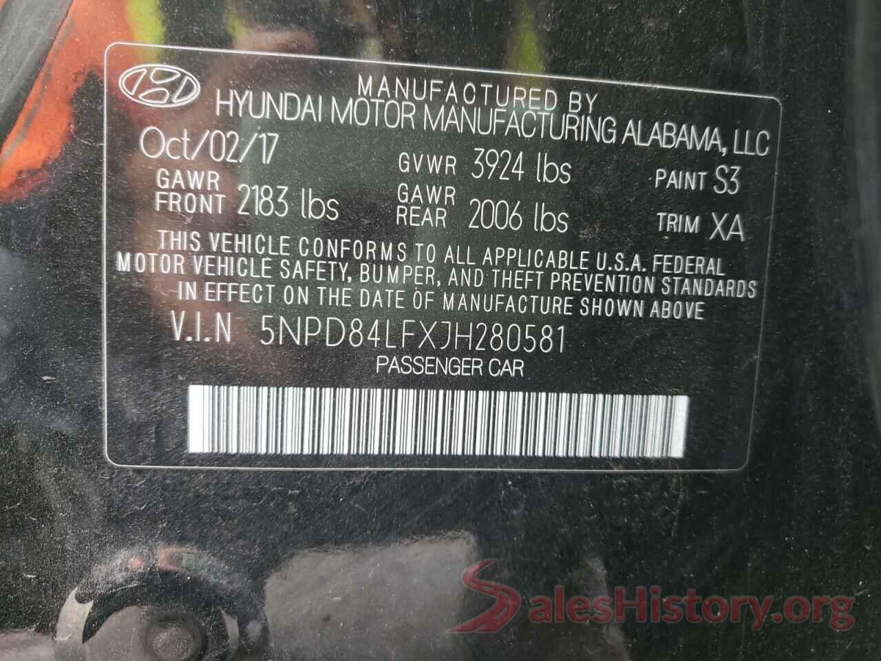 5NPD84LFXJH280581 2018 HYUNDAI ELANTRA