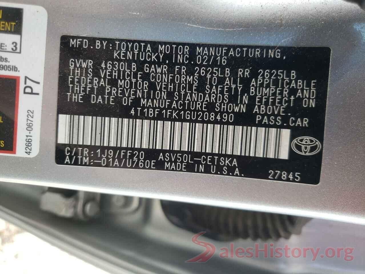 4T1BF1FK1GU208490 2016 TOYOTA CAMRY