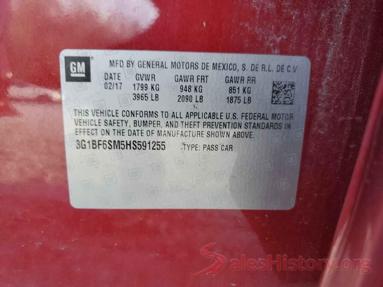 3G1BF6SM5HS591255 2017 CHEVROLET CRUZE