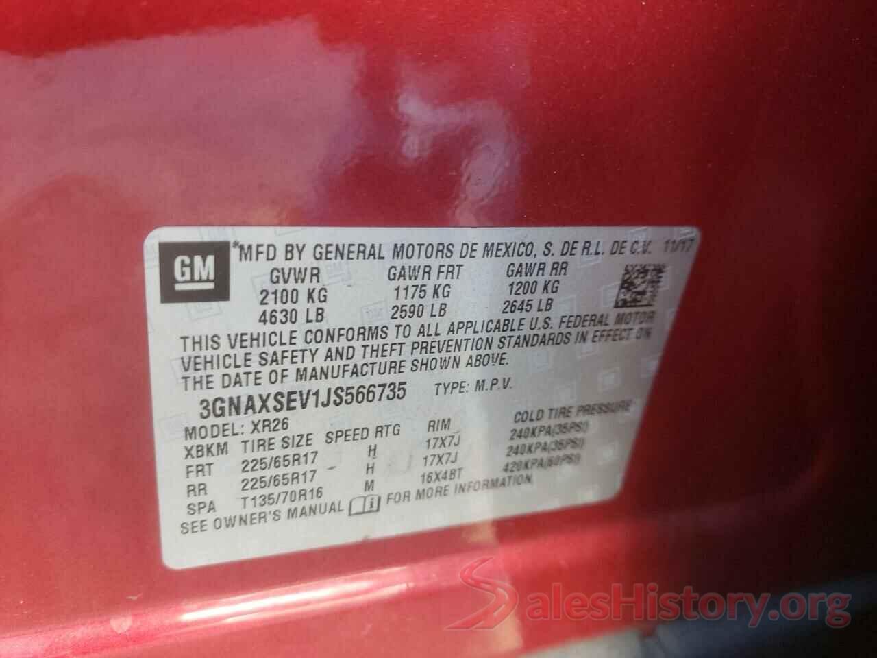 3GNAXSEV1JS566735 2018 CHEVROLET EQUINOX