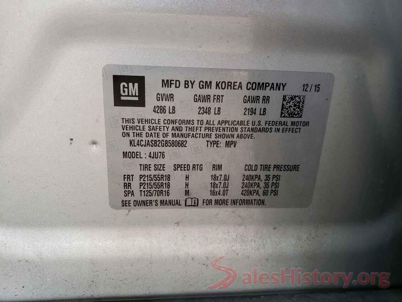 KL4CJASB2GB580682 2016 BUICK ENCORE