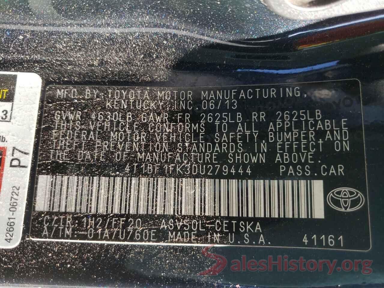 4T1BF1FK3DU279444 2013 TOYOTA CAMRY