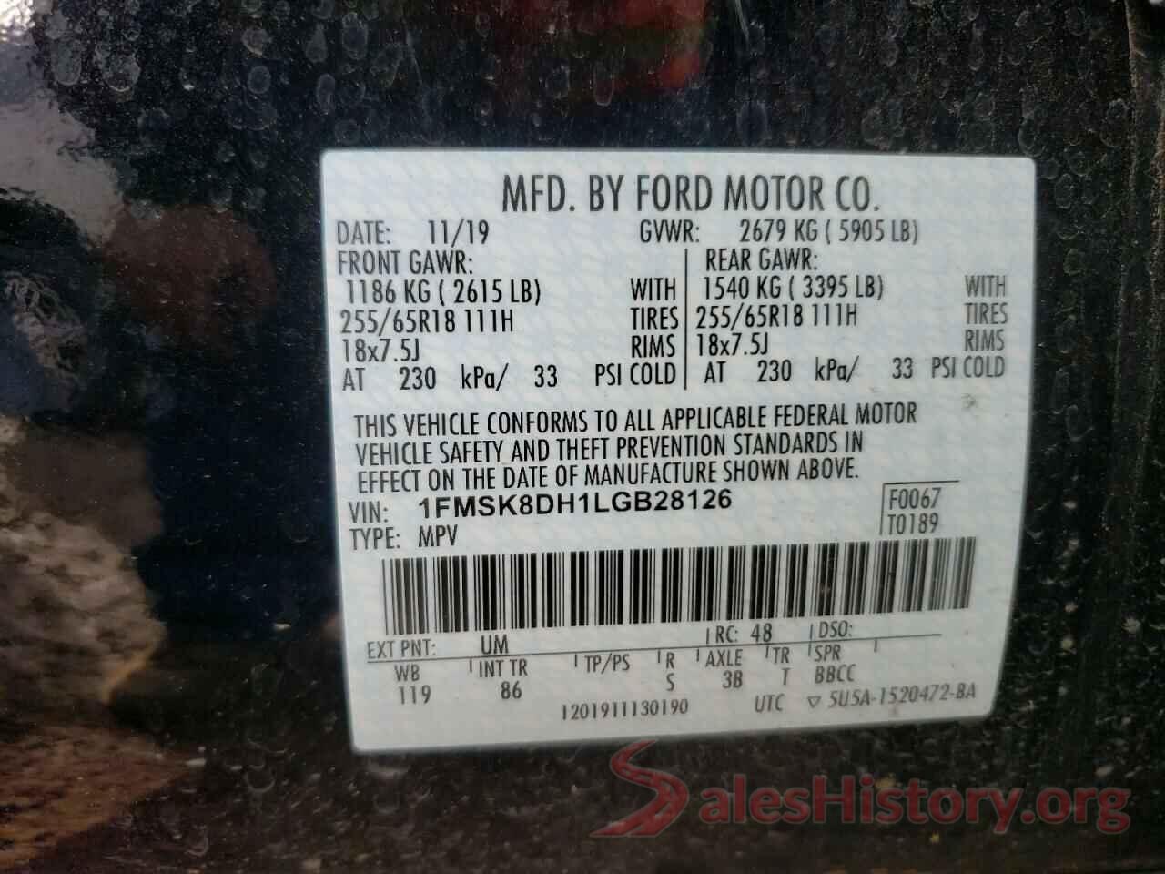 1FMSK8DH1LGB28126 2020 FORD EXPLORER