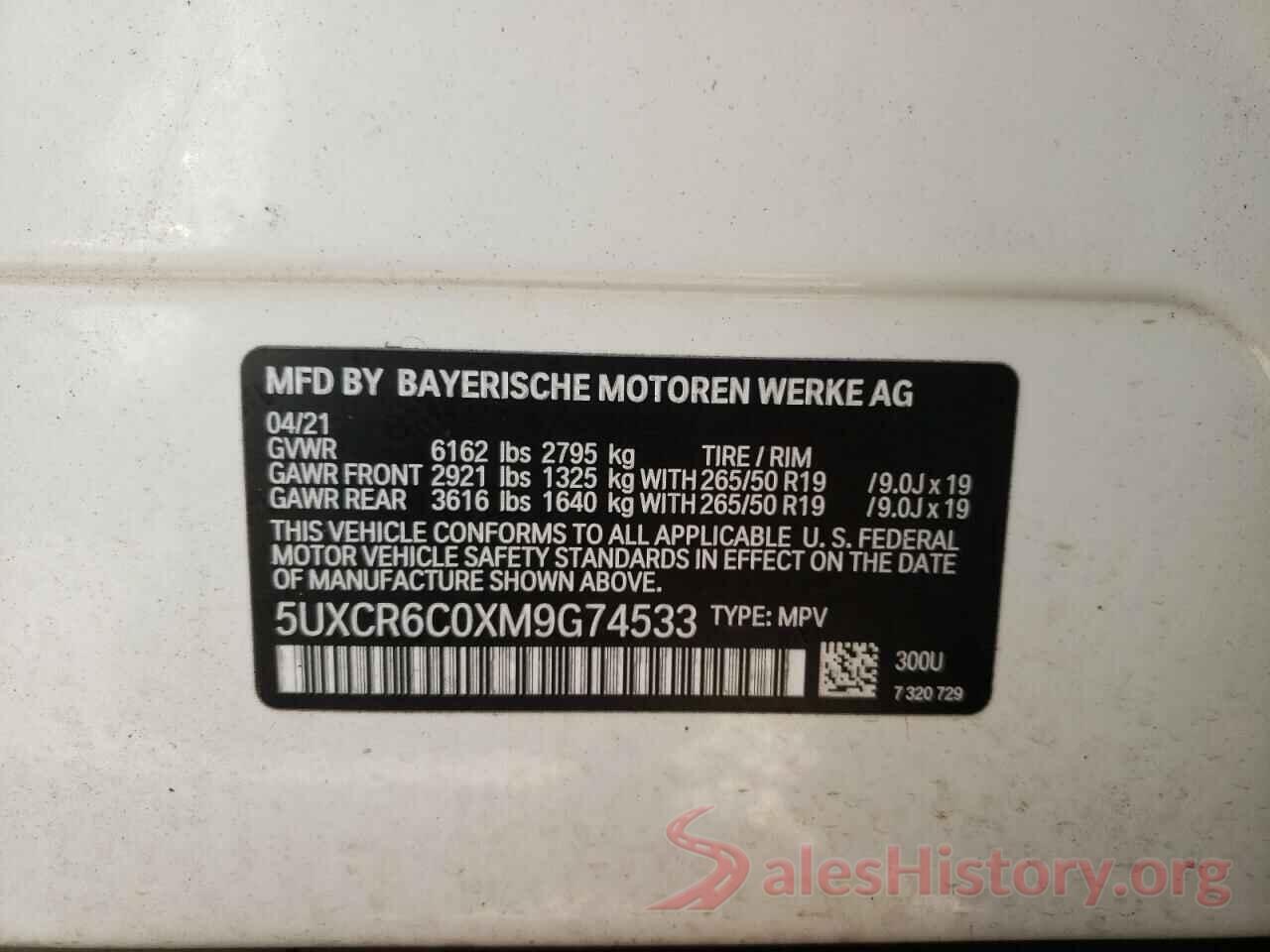 5UXCR6C0XM9G74533 2021 BMW X5