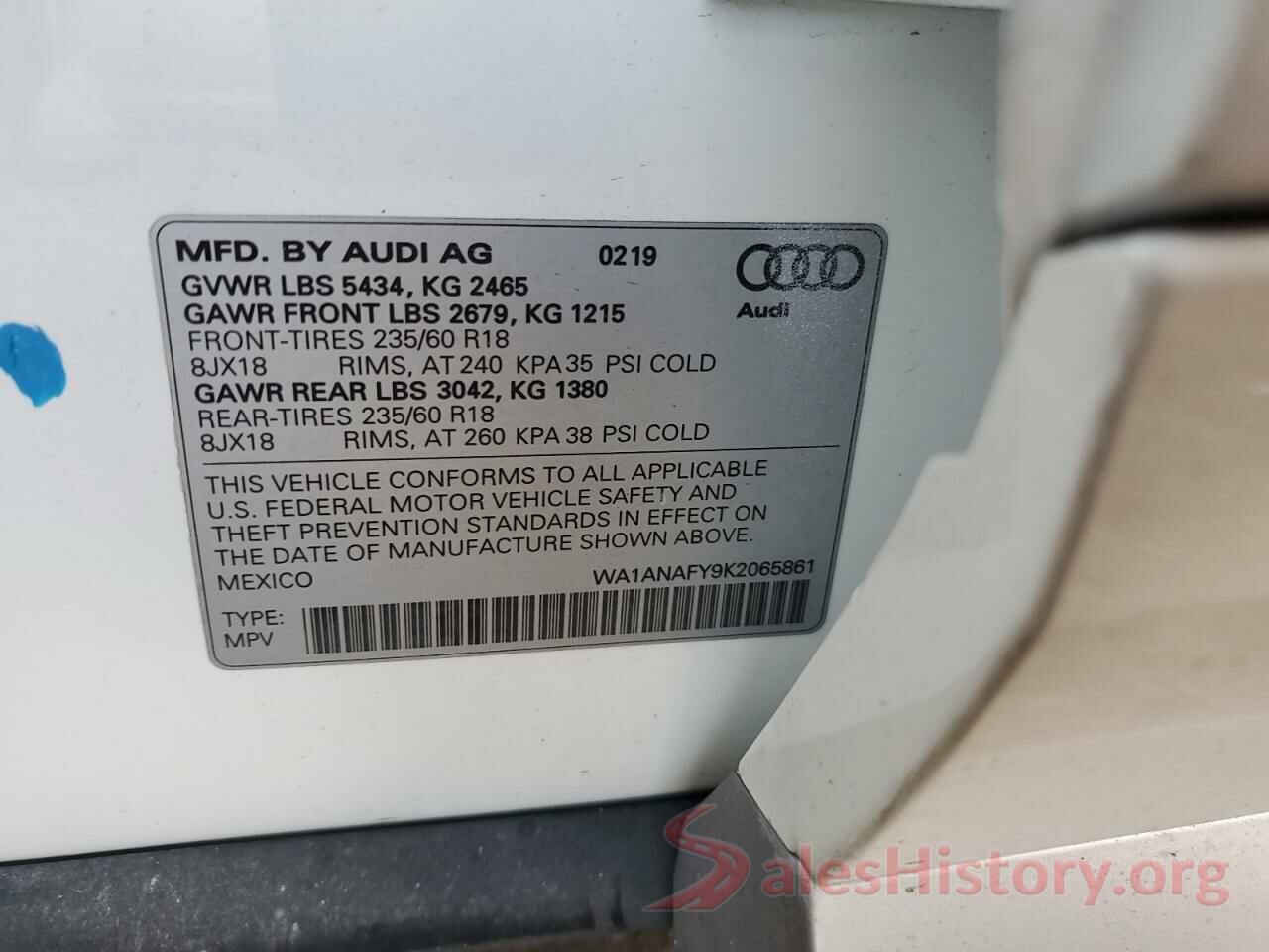 WA1ANAFY9K2065861 2019 AUDI Q5