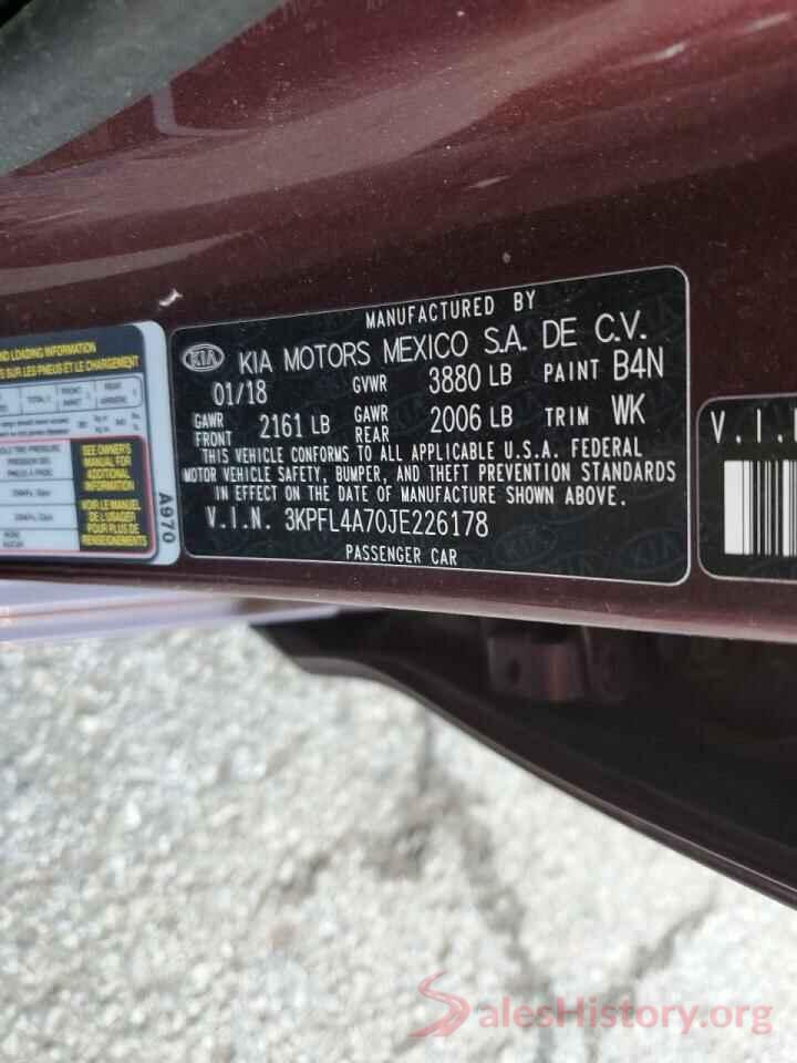 3KPFL4A70JE226178 2018 KIA FORTE