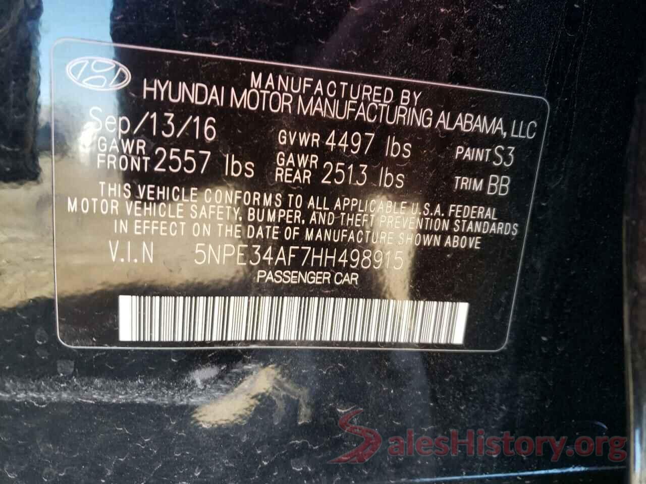 5NPE34AF7HH498915 2017 HYUNDAI SONATA