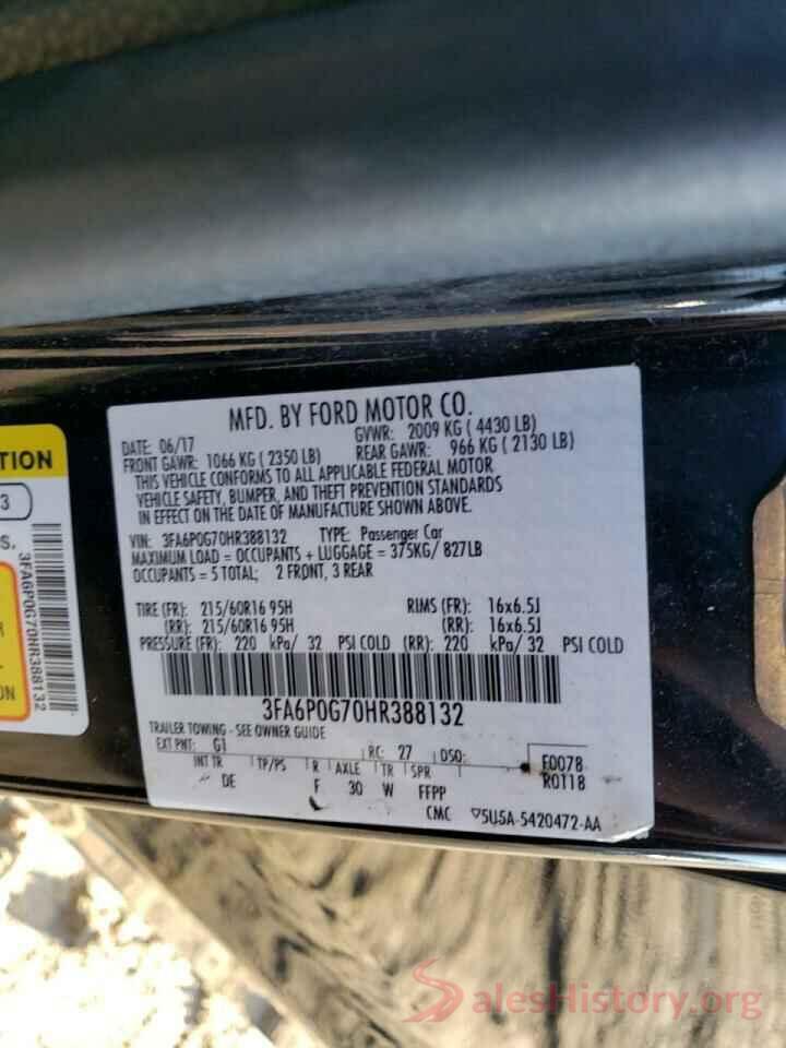 3FA6P0G70HR388132 2017 FORD FUSION