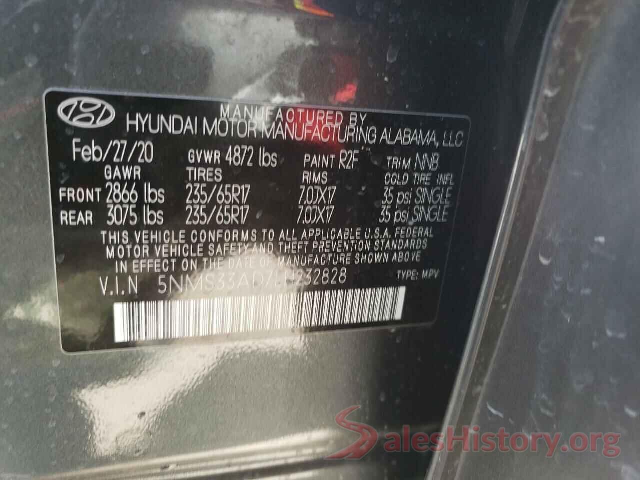 5NMS33AD7LH232828 2020 HYUNDAI SANTA FE