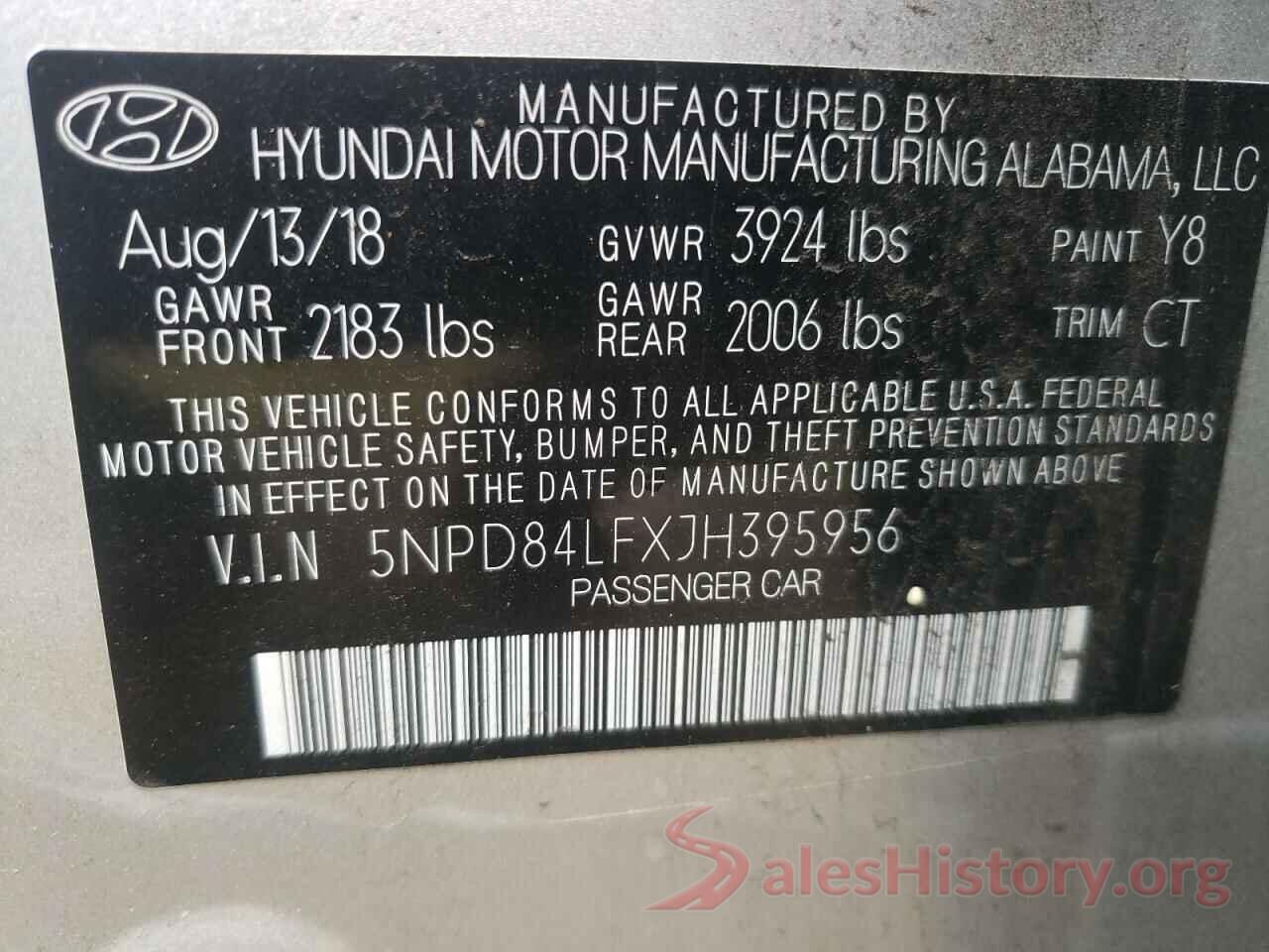 5NPD84LFXJH395956 2018 HYUNDAI ELANTRA