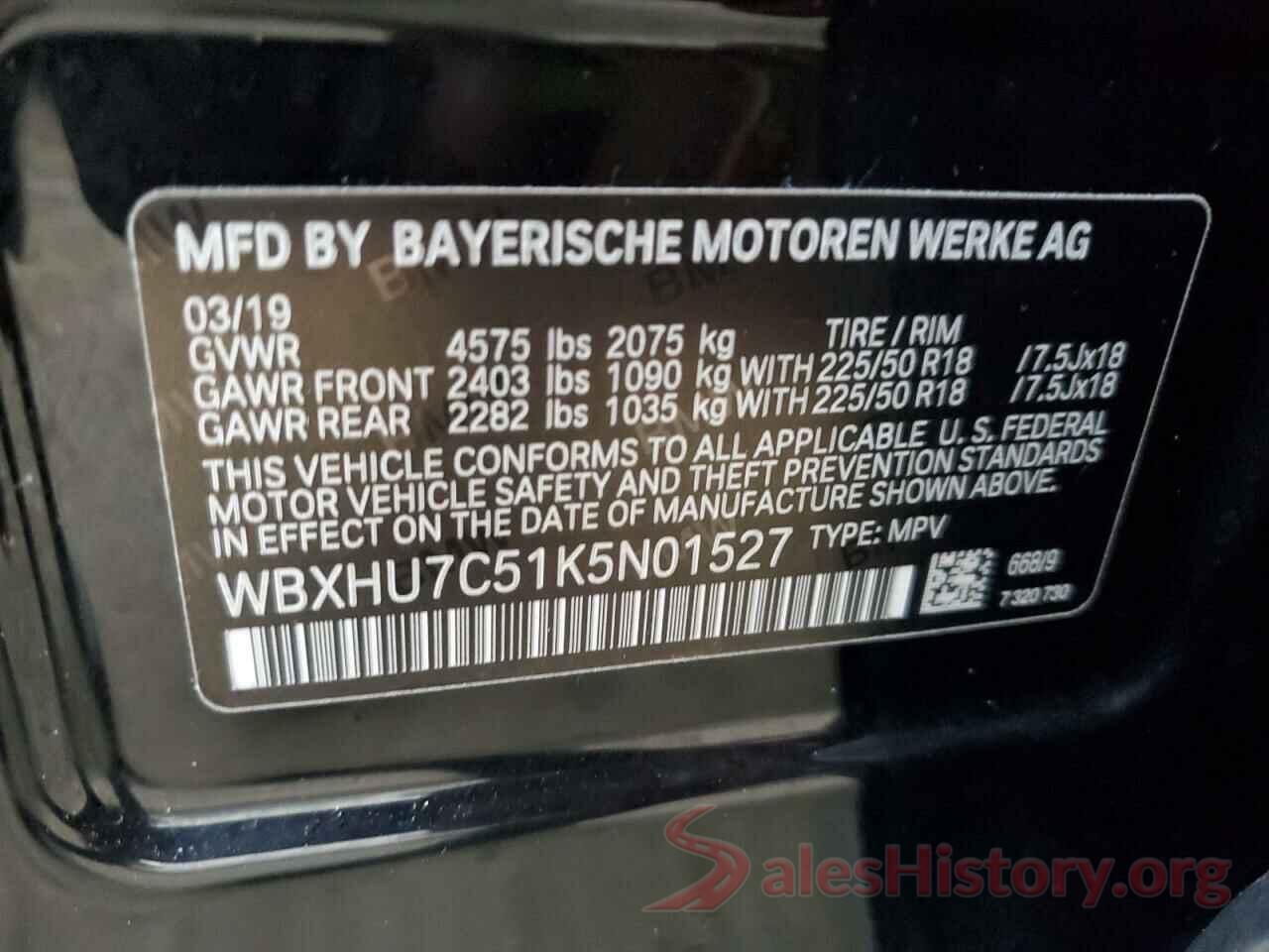 WBXHU7C51K5N01527 2019 BMW X1