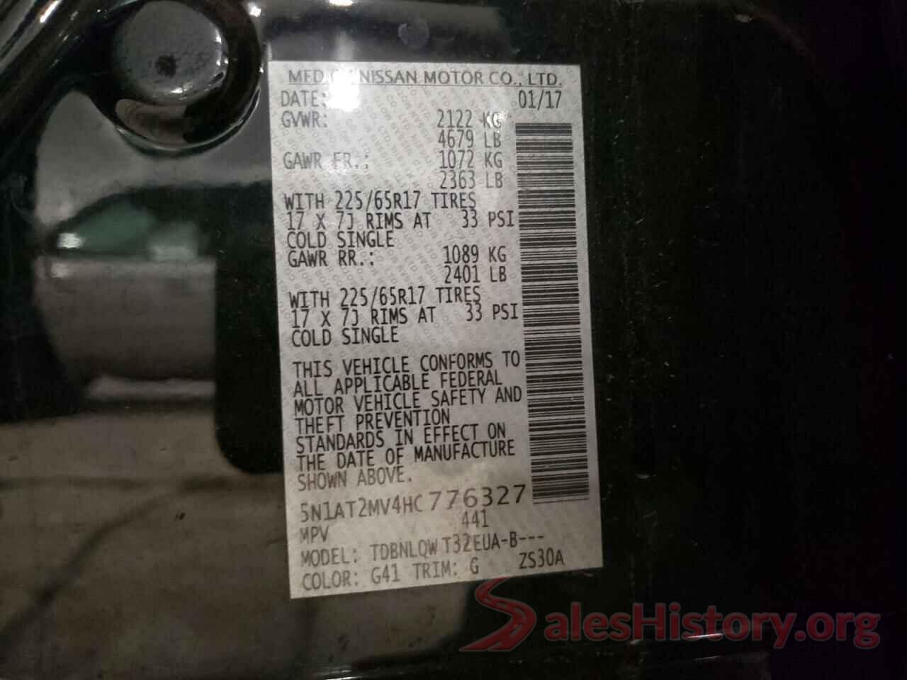 5N1AT2MV4HC776327 2017 NISSAN ROGUE