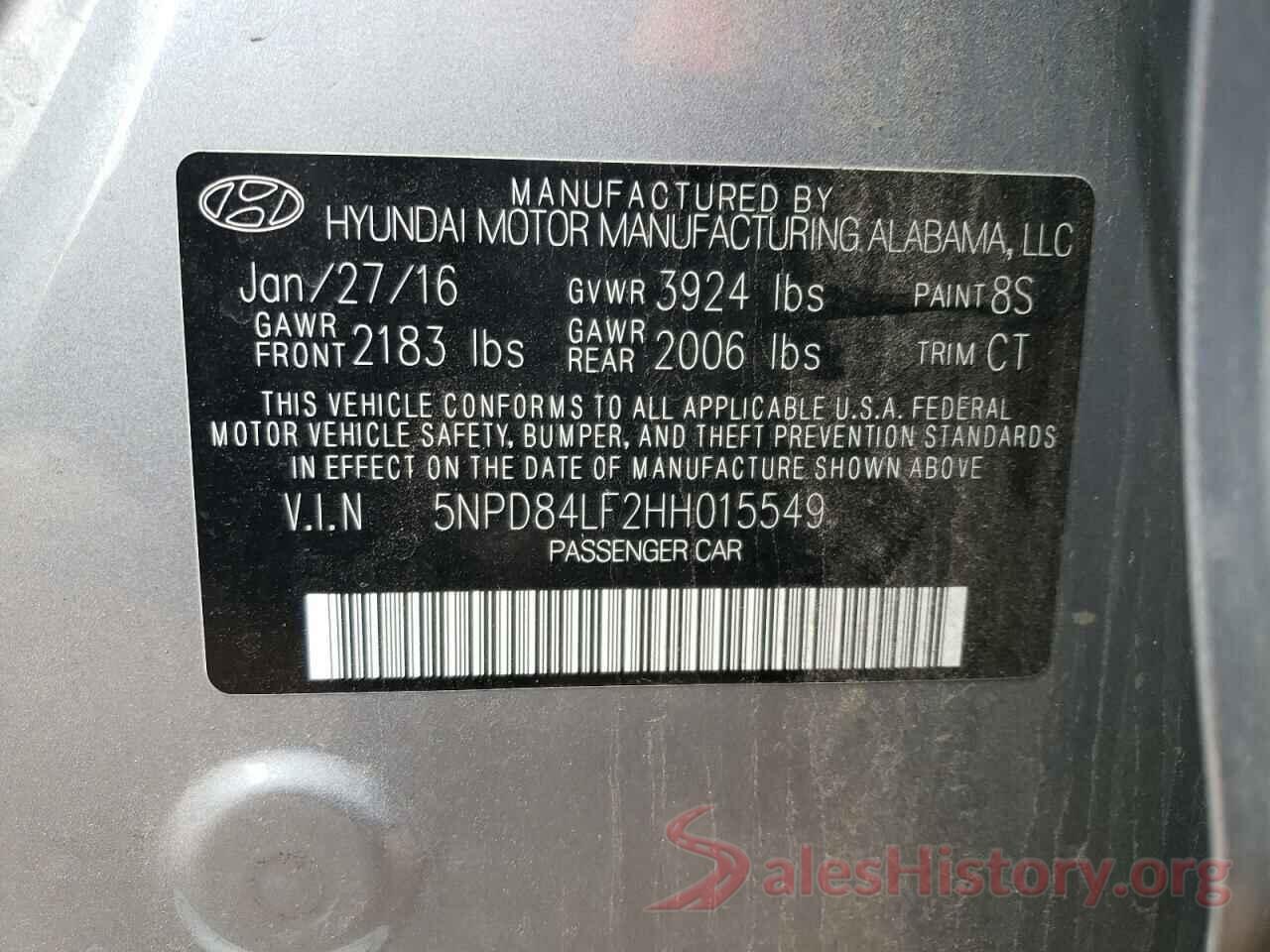 5NPD84LF2HH015549 2017 HYUNDAI ELANTRA