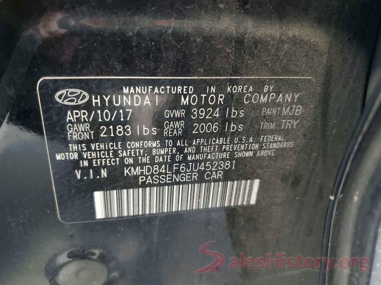 KMHD84LF6JU452381 2018 HYUNDAI ELANTRA