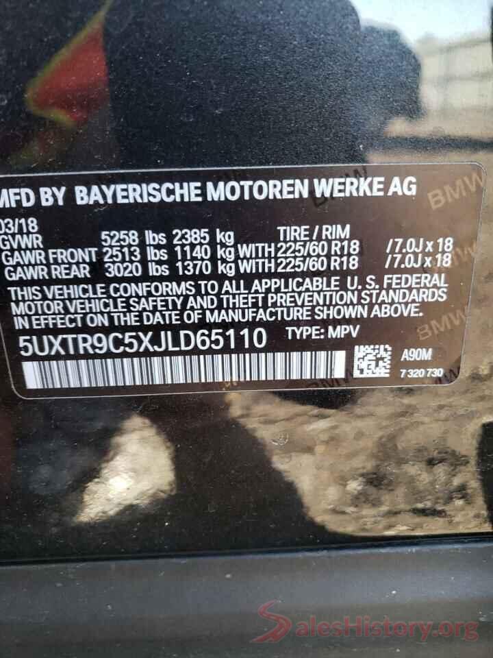 5UXTR9C5XJLD65110 2018 BMW X3