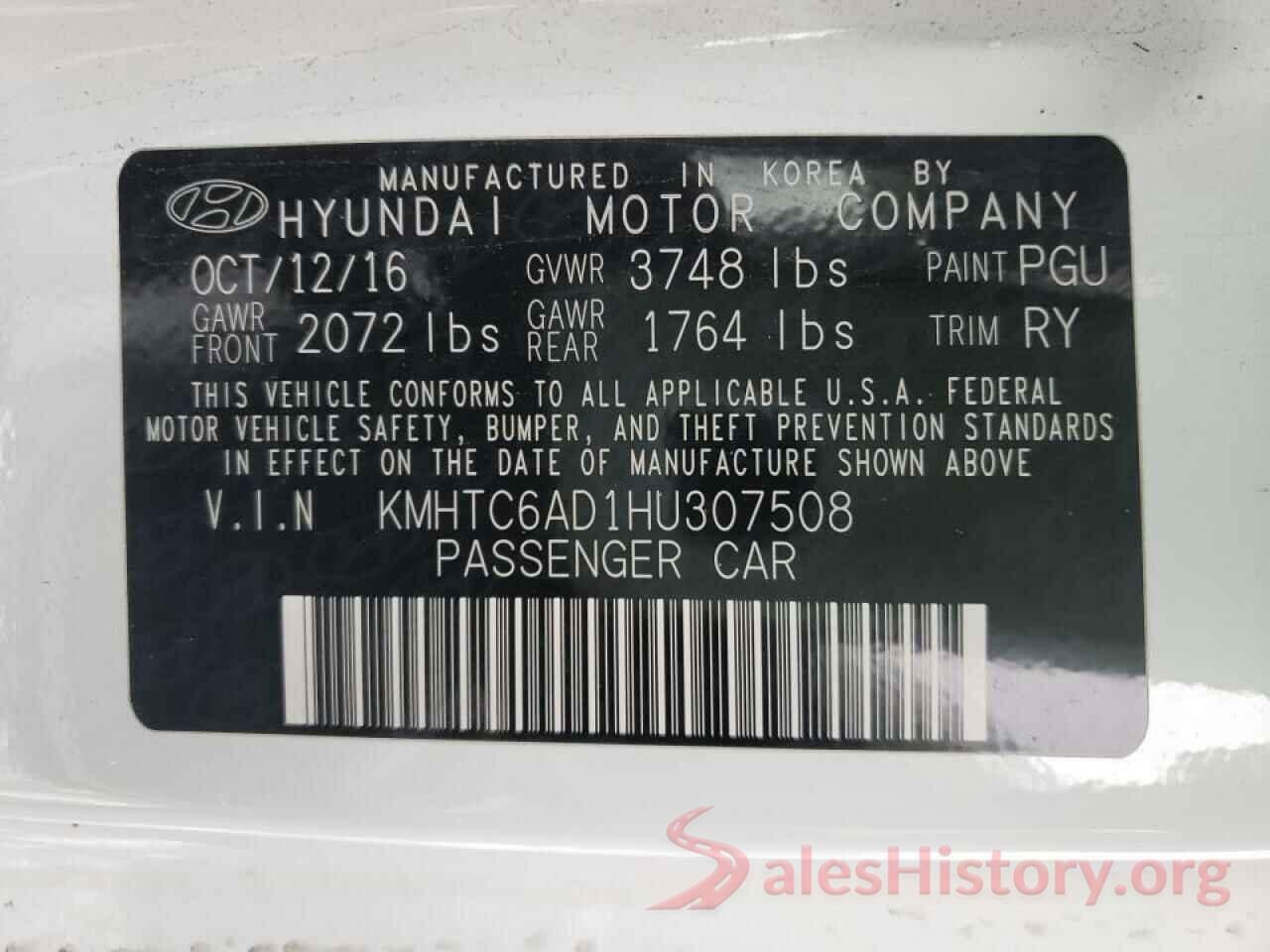 KMHTC6AD1HU307508 2017 HYUNDAI VELOSTER