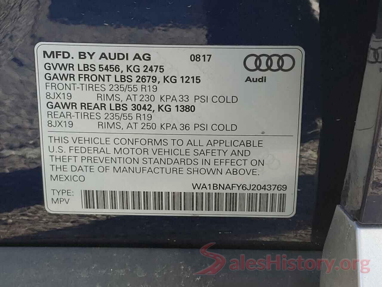 WA1BNAFY6J2043769 2018 AUDI Q5