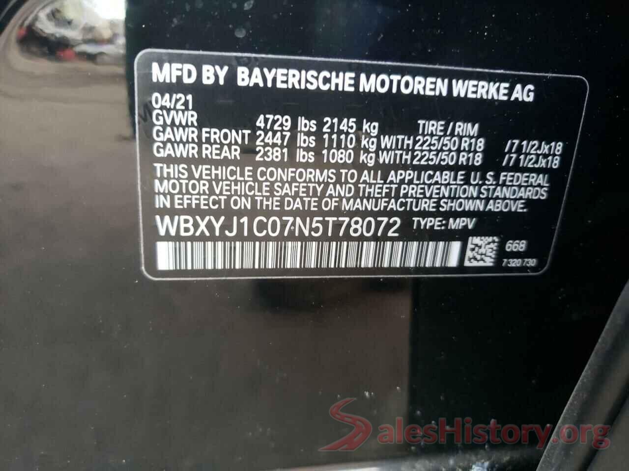 WBXYJ1C07N5T78072 2022 BMW X2