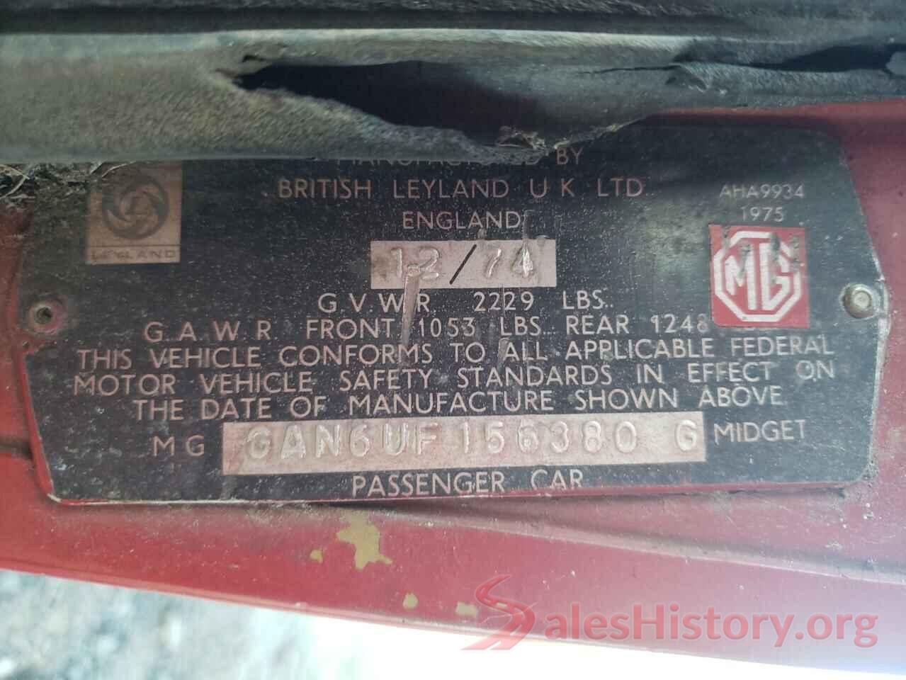 GAN6UF156380G 1974 MG ALL MODELS