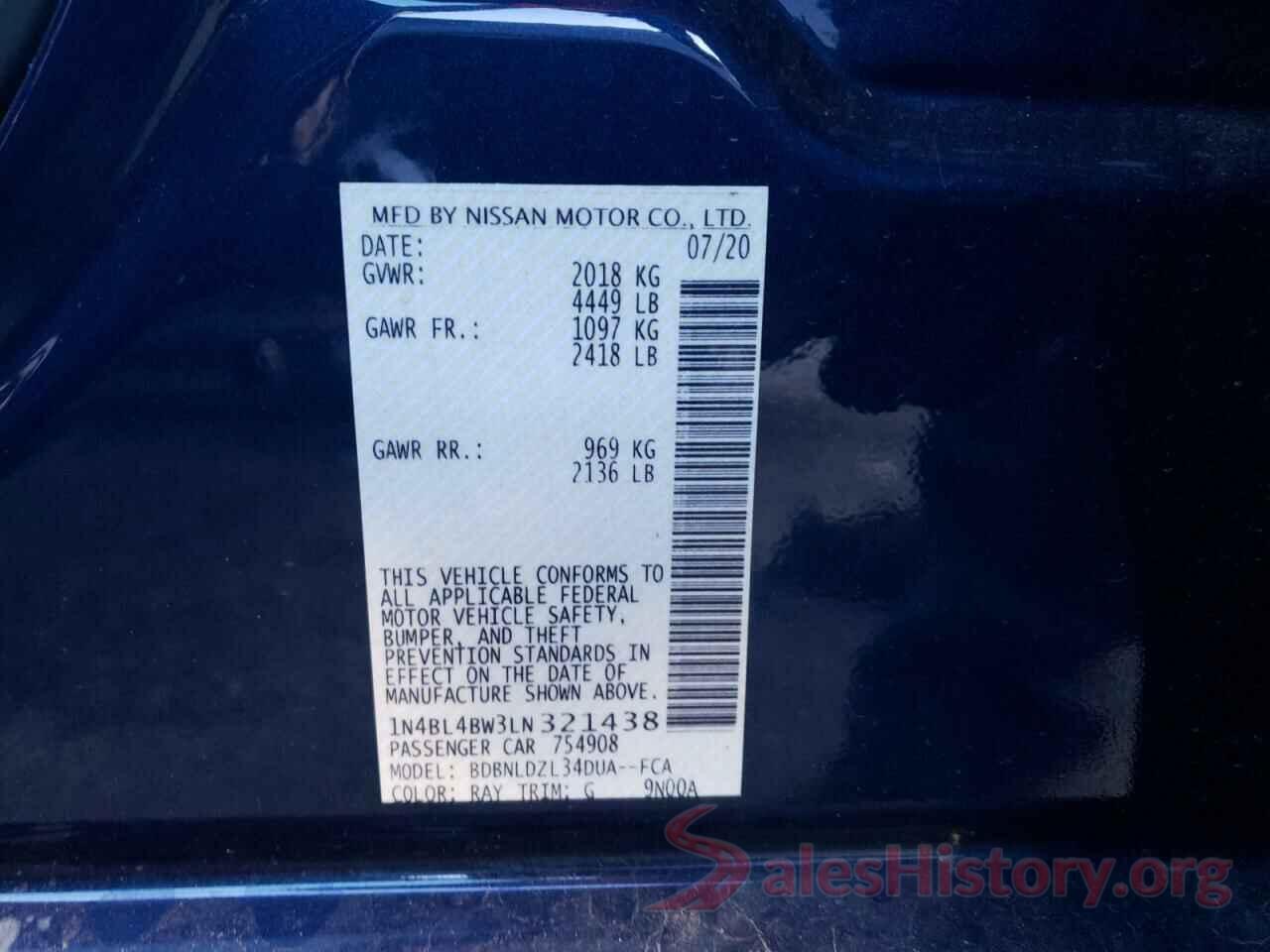 1N4BL4BW3LN321438 2020 NISSAN ALTIMA