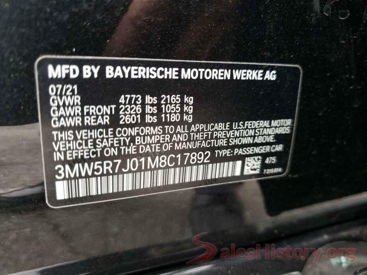 3MW5R7J01M8C17892 2021 BMW 3 SERIES