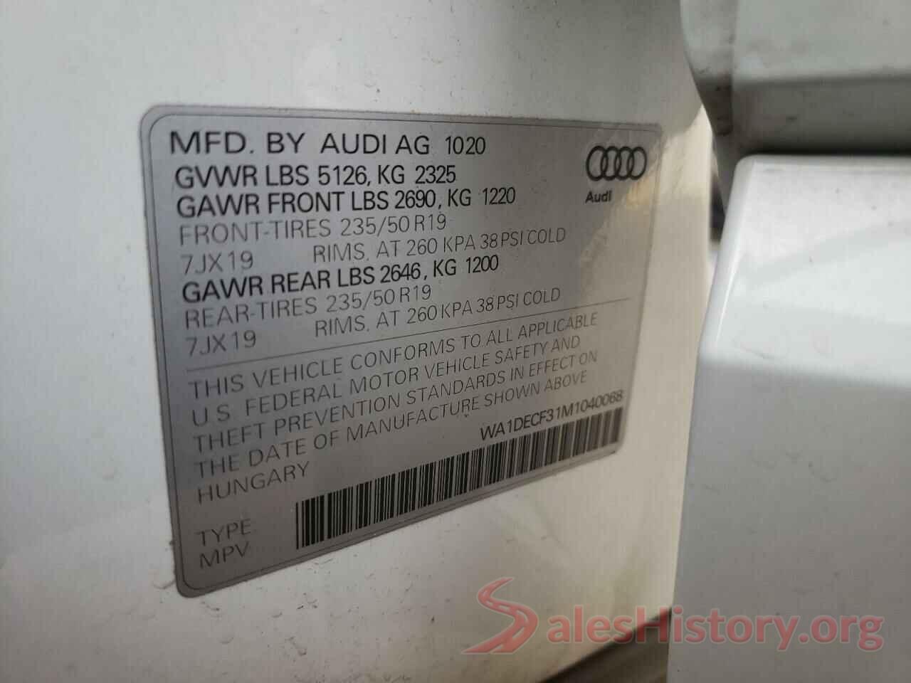 WA1DECF31M1040068 2021 AUDI Q3