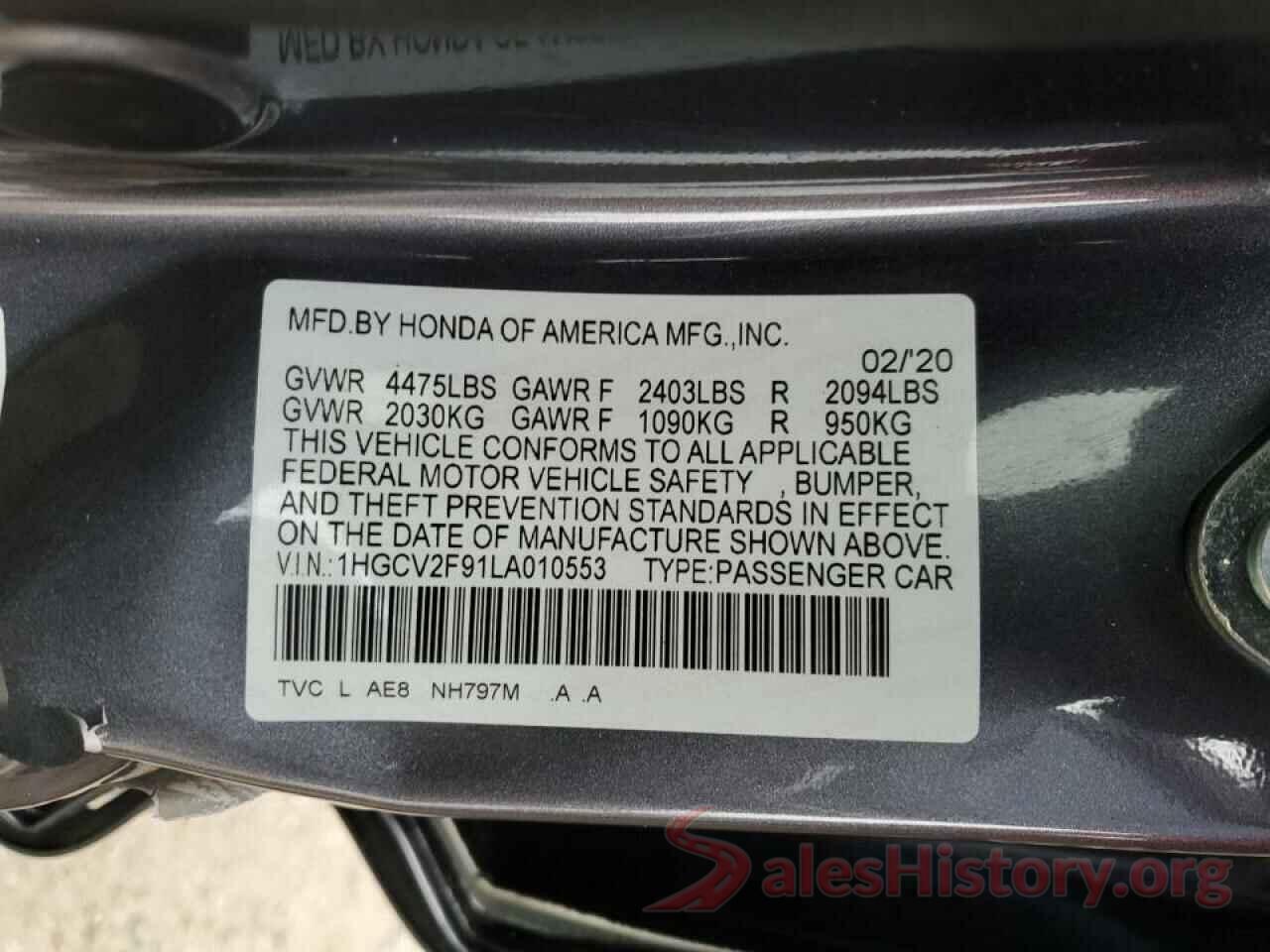 1HGCV2F91LA010553 2020 HONDA ACCORD