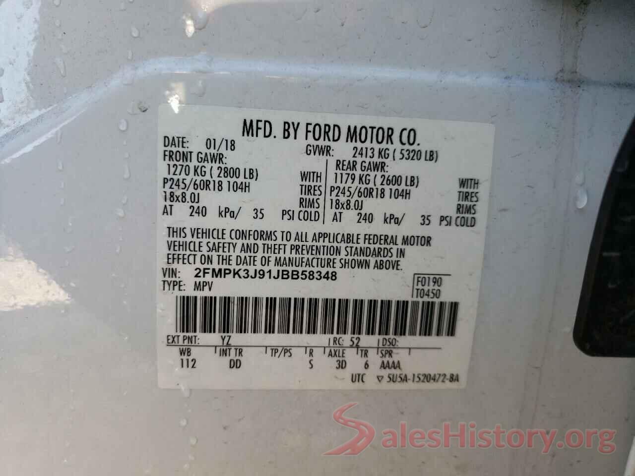 2FMPK3J91JBB58348 2018 FORD EDGE