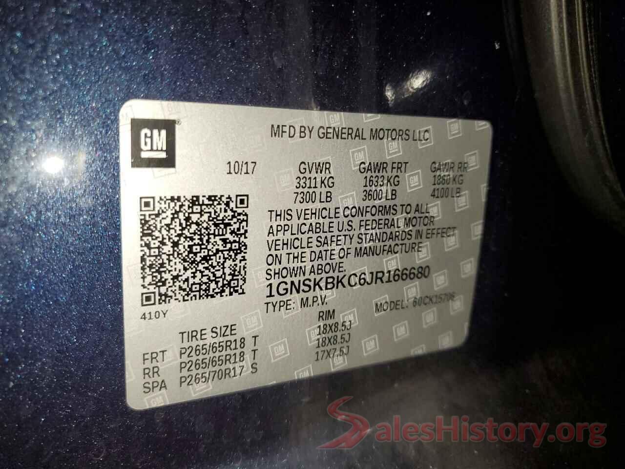 1GNSKBKC6JR166680 2018 CHEVROLET TAHOE