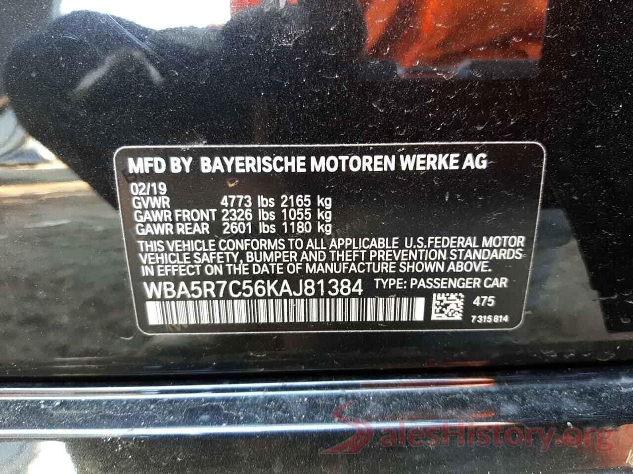 WBA5R7C56KAJ81384 2019 BMW 3 SERIES